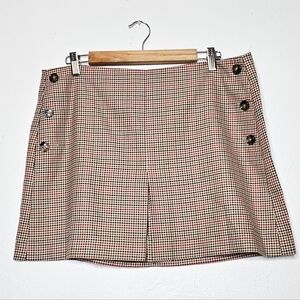 Plaid Mini Skirt w/ Tortoise Side Button Details Size XL/XXL
